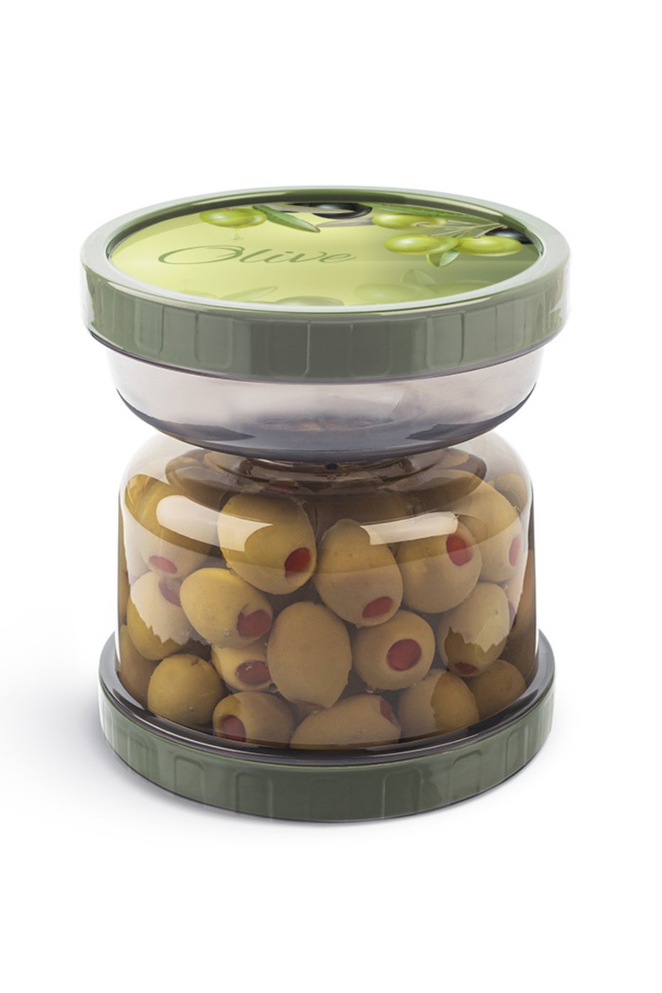 Kum Saati Zeytin & Turşu Saklama Kabı Süzgeçli Şeffaf - Çevir Sakla & Çevir Ye – görsel 4