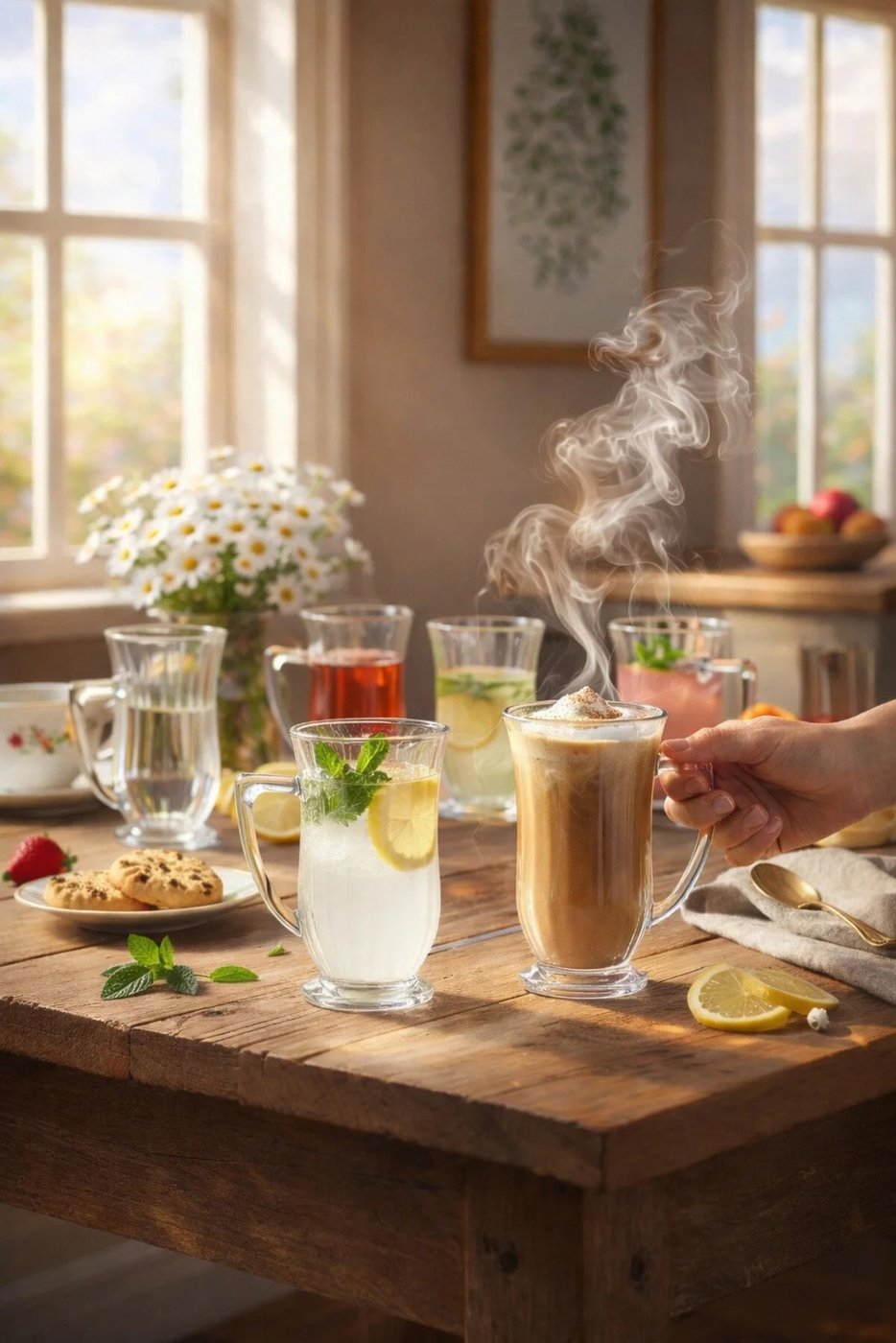 Cam Latte Bardağı Seti | Isıya Dayanıklı Şeffaf Cam Kahve Bardağı, Kulplu, Modern Tasarım – görsel 4