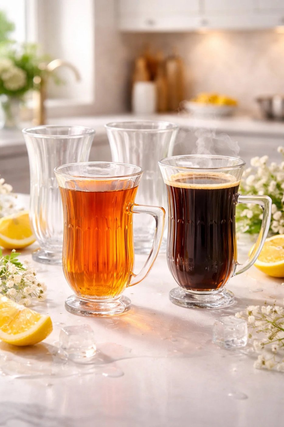 Cam Latte Bardağı Seti | Isıya Dayanıklı Şeffaf Cam Kahve Bardağı, Kulplu, Modern Tasarım – görsel 5