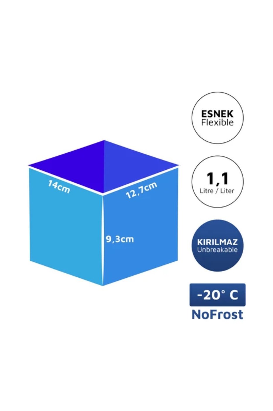 Alaska Nofrost Saklama Kabı 1,1 Litre Tekli ( 20 Dereceye Dayanıklı ) – görsel 4