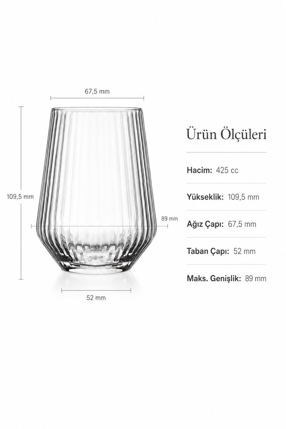 Allegra Focus Çizgili Cam Su Bardağı 425 cc – görsel 4
