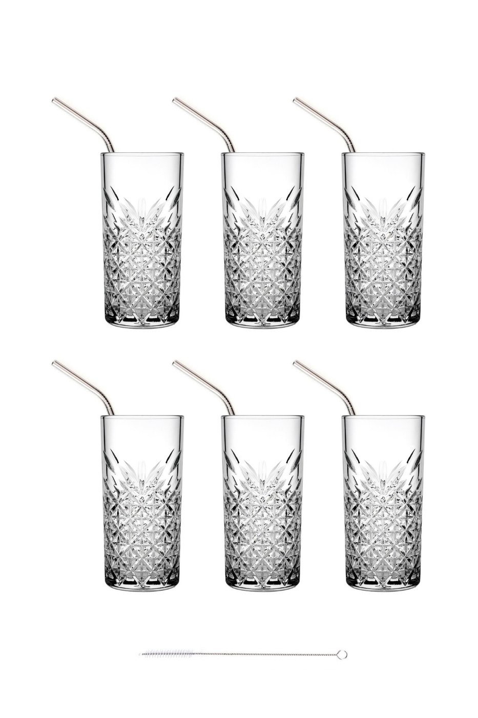 Timeless 13 Parça Meşrubat Bardağı Seti ( Bardak + Metal Pipet + Temizlik Fırçası) – görsel 1