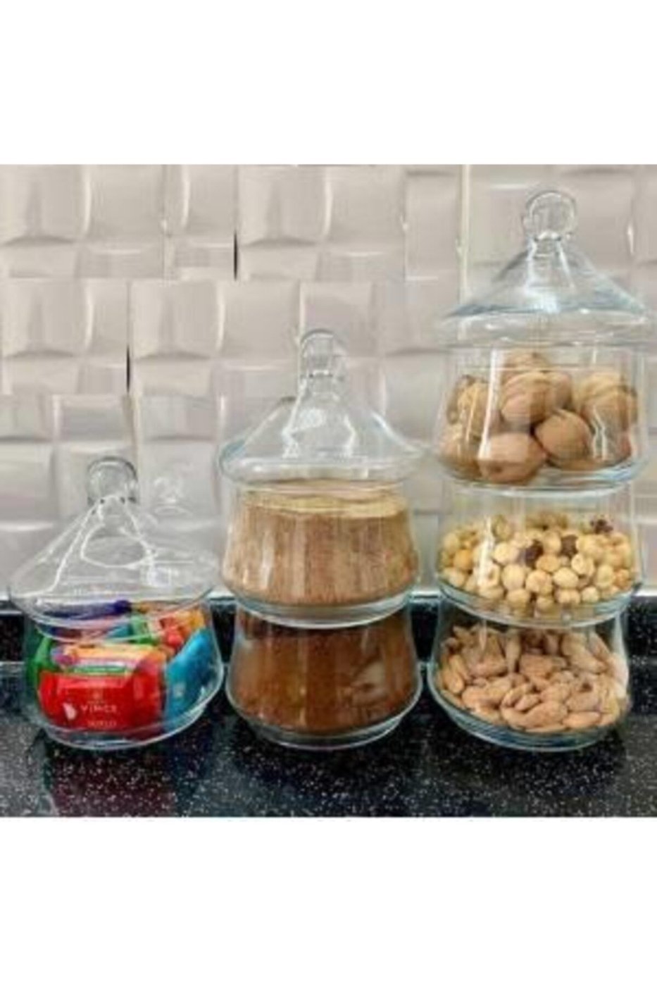 Villa Patisserie 2 Katlı Cam Kurabiyelik Sunum Ikramlık – görsel 5