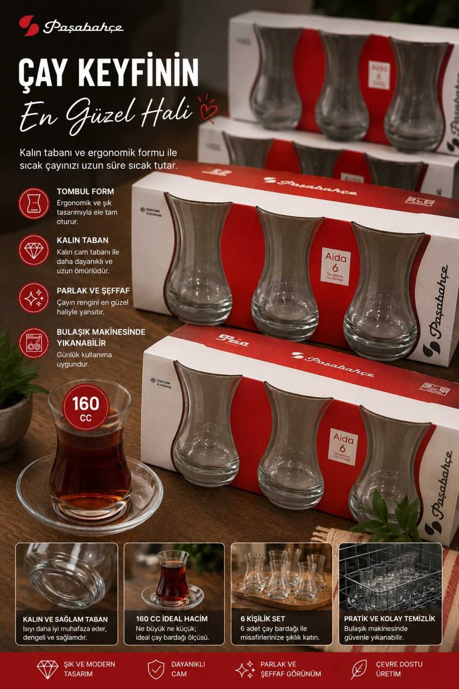 Paşabahçe aıda çay bardağı çay bardak – görsel 1