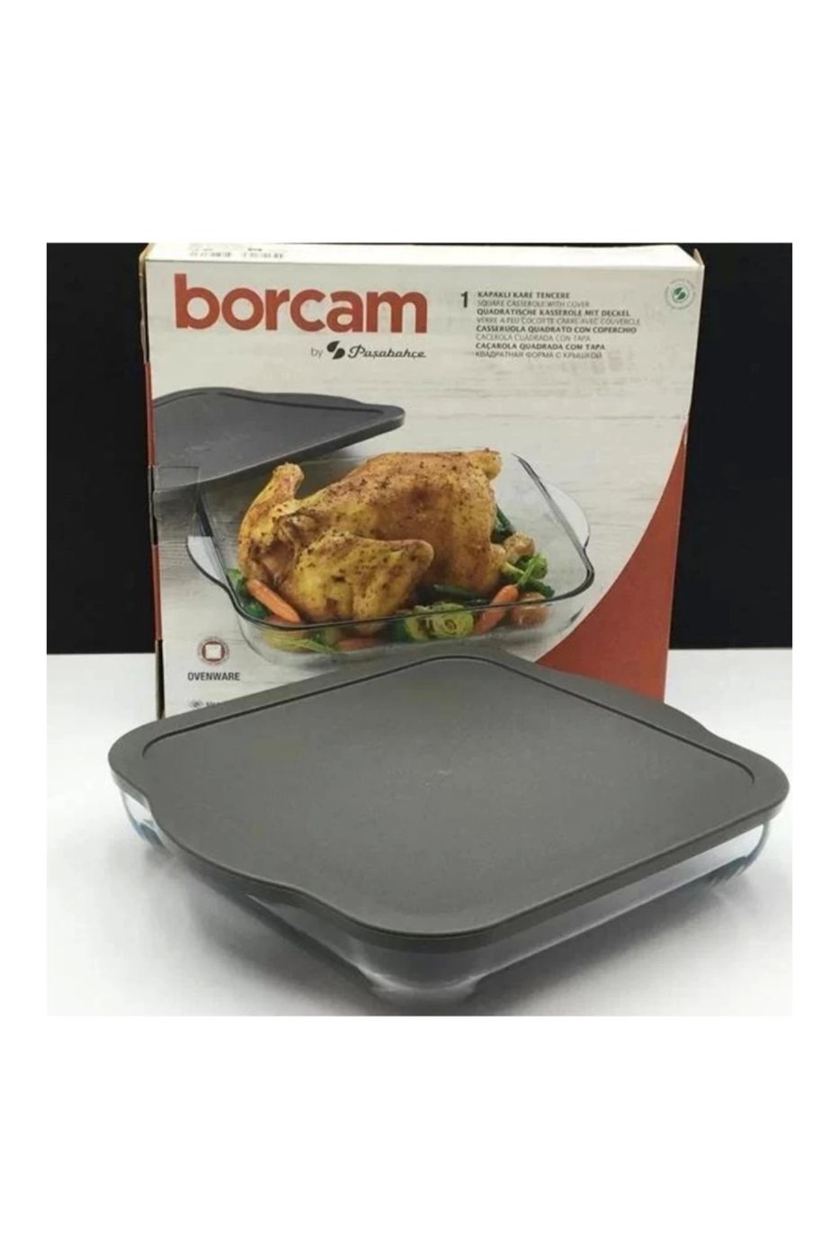 Borcam Gri Kapaklı Fırın Tepsisi 28x28cm – görsel 1