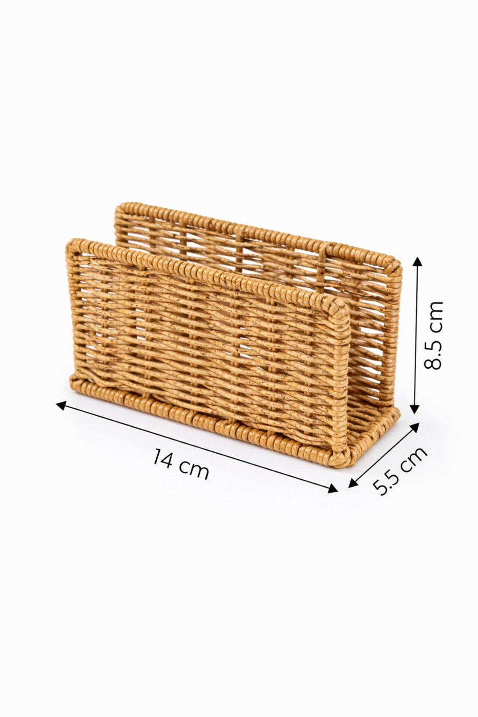 Rattan Hasır Dikey Peçetelik 14x5.5x8.5 cm – Dekoratif Masa Üstü Peçete Standı – görsel 3