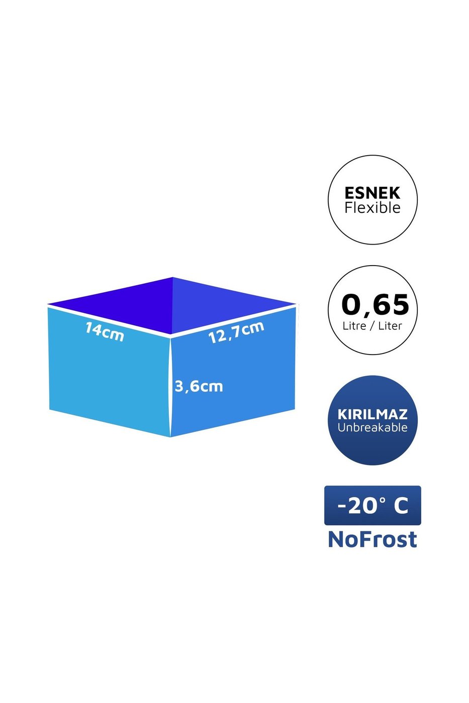 Alaska Nofrost Saklama Kabı 0.65 Litre Tekli ( 20 Dereceye Dayanıklı ) – görsel 4